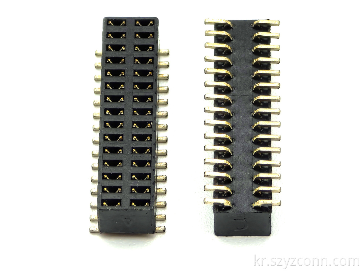 1.27mm*2.54mm 피치 암 헤더 커넥터 이중 행 SMT H4.6mm 2*15P 1.27mm*2.54mm Pitch Female Header Connector Dual Row SMT H4.6mm 2*15P